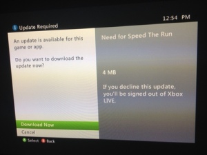4MB, thanks for that info. Wait, what? What are the consequences of being signed out of Xbox Live if I update?
